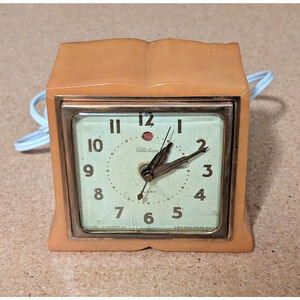Vtg 1940s Art Deco Telechron 7H101 Butterscotch Bakelite Electric Clock PARTS